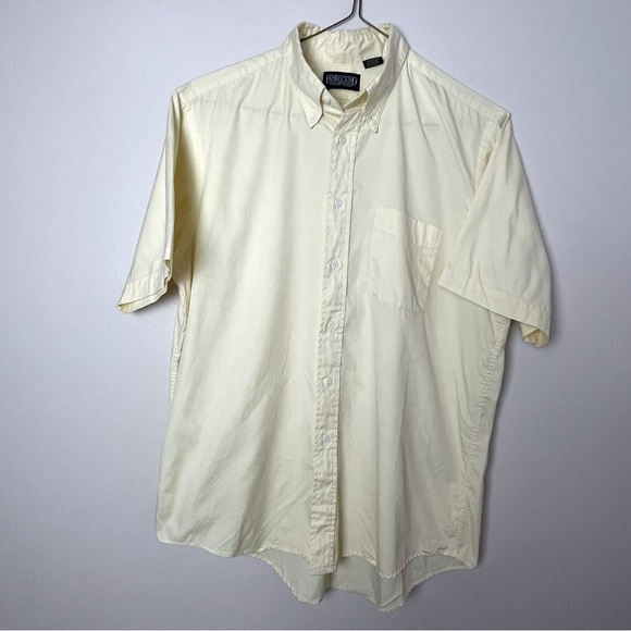 Land’s End Dress Shirt Button Down Collar Short Sleeves Yellow Size 16-1/2. - Picture 1 of 10